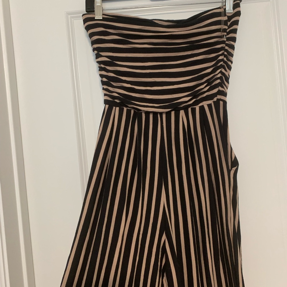 Heart & Hips size S jumpsuit in EUC Black and Tan stripped.